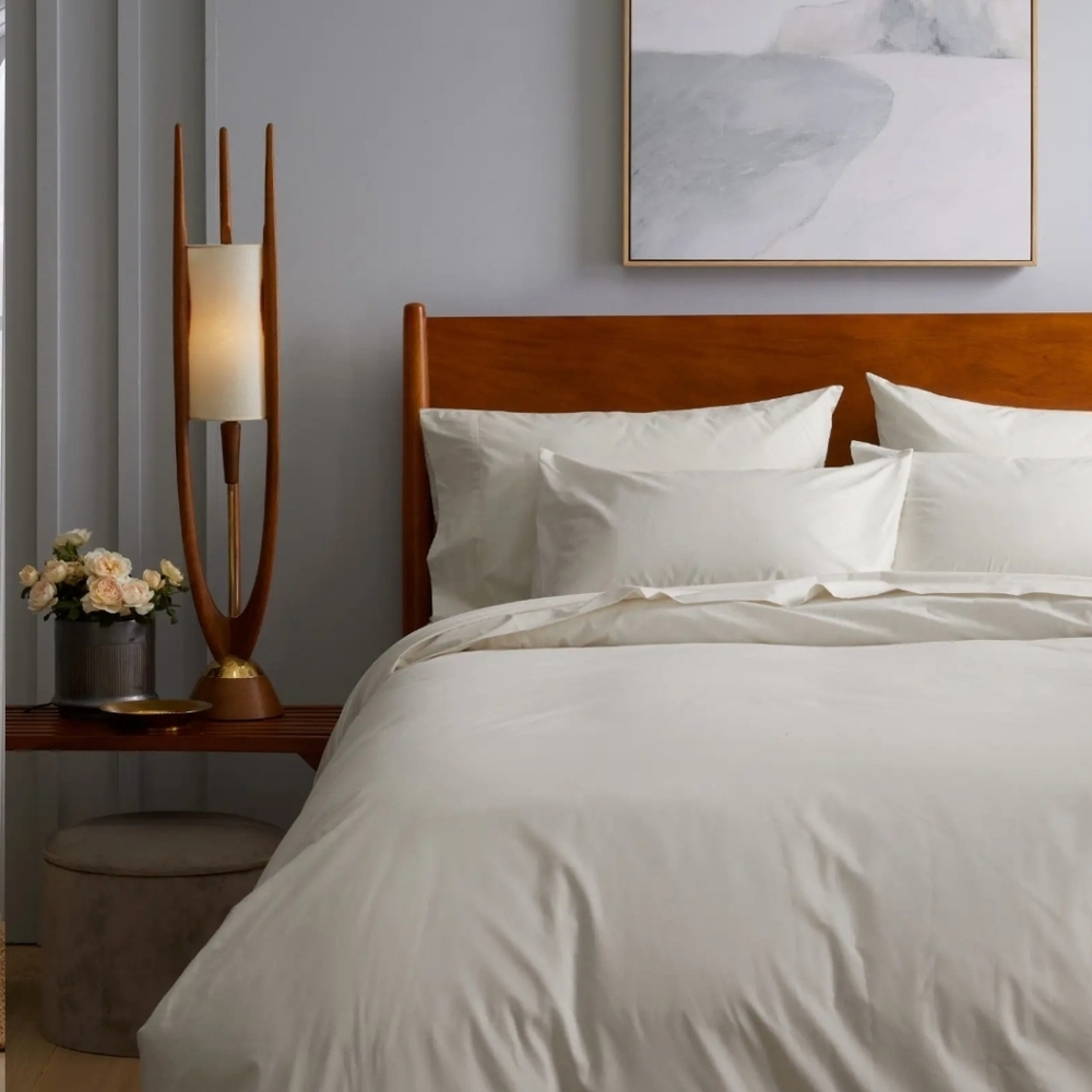 Quince 100% Organic Cotton Percale Sand Duvet & Shams! Queen (570) - Picture 3 of 14